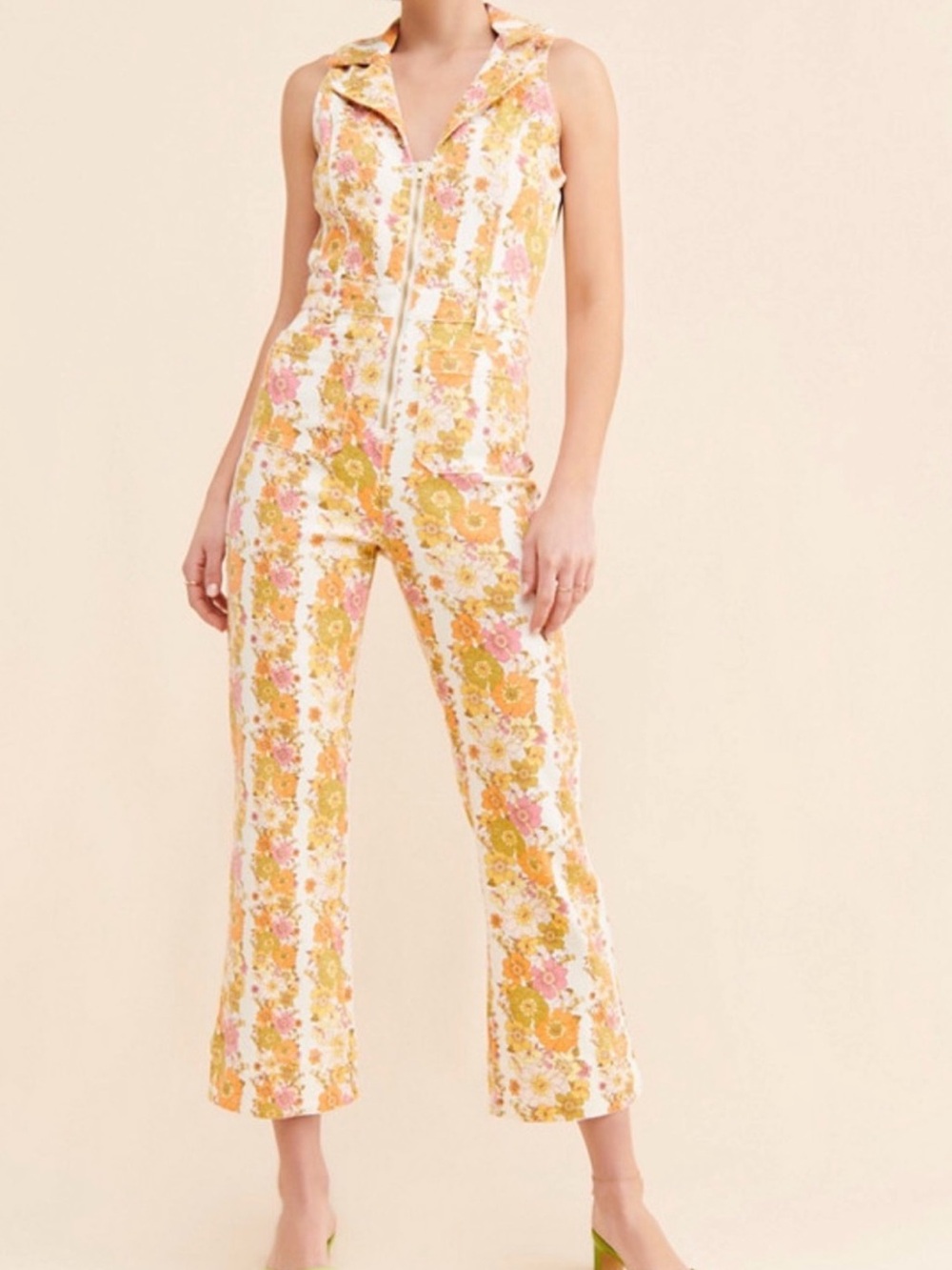 Show Me Your MuMu Floral Cropped Jumpsuit - White, Pink & Yellow